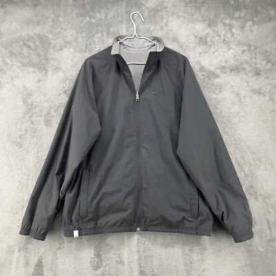 Chaqueta Tenis Nike Para Hombre Grande Gris Rayas Bolsillos Reversibles Naranja Swoosh Foto 1 de 4