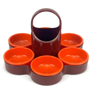 70s W.Germany EMSA Serving Bowl Snack Plate Flower Brown Orange Pop Art - Picture 1 of 5