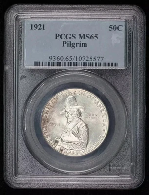 1921-P PILGRIM COMMEMORATIVE HALF DOLLAR PCGS MS65 - Image 1 of 4