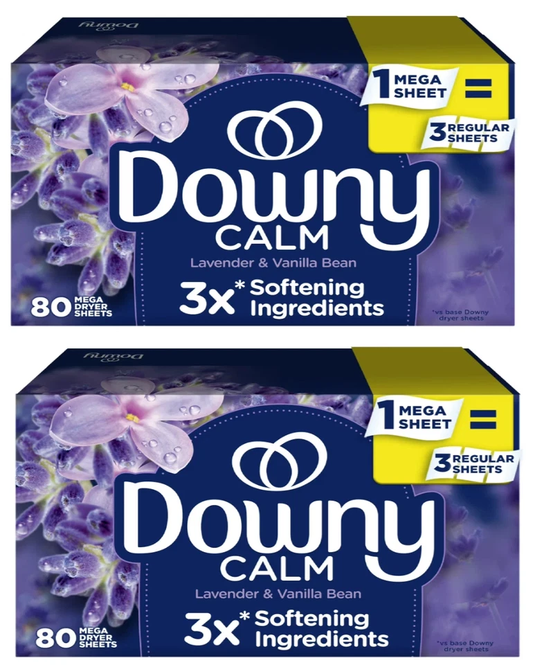 Downy Infusions Calm Mega Secadora Hojas, Aroma Lavanda y Vainilla, 80x2 Ct Foto 1 de 1
