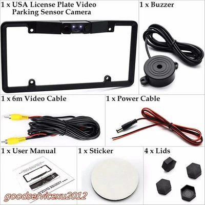 Marco de matrícula de automóvil DC12V 3 en 1 cámara de reversa de visión trasera sensor de estacionamiento radar Foto 1 de 4