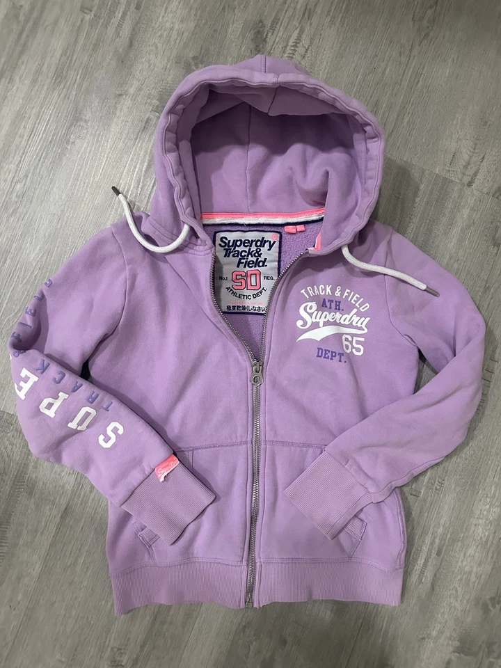 Superdry Premium Track & Field TOK. JPN. Sudadera con Capucha Cremallera Completa US 6 Talla S Foto 1 de 4