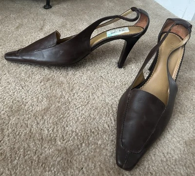 Unisa Women's Brown Leather Sling back Square Heel Size 10 Shoe - Image 1 of 4