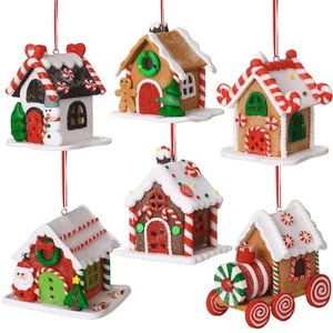 6 Pcs Gingerbread House Ornaments for Christmas Tree Gingerbread Christmas De... - Picture 1 of 6