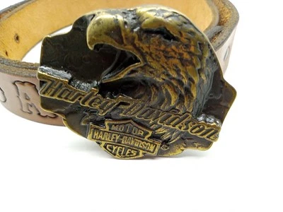 Harley Davidson 1962 vintage de latón con hebilla de cinturón Eagle con cinturón LEER Foto 1 de 4