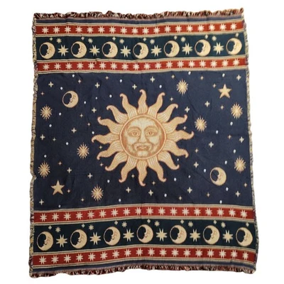 Manta de Colección Celestial Sol Luna y Estrellas Tapiz Cosmos Cachicho Años 90 Foto 1 de 4