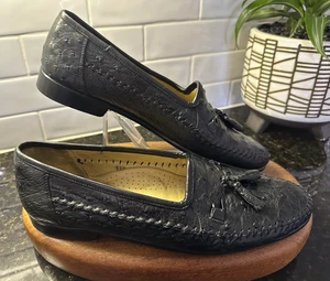 Zelli Größe 11 M Herren Italienisch Strauß Slipper Tasseled Schwarz Halbschuhe mit Staubbeutel - Bild 1 von 12