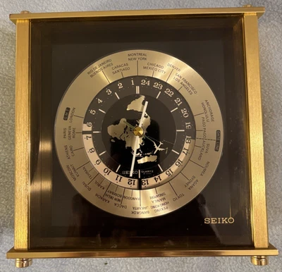 Reloj Seiko Cuarzo Zona Horaria Mundial De Colección con Avión Segunda Mano Escritorio Solo Piezas Foto 1 de 4