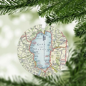 Lake Tahoe Map Ornament - Lake Tahoe Christmas Ornament - Lake Tahoe Housewarmin - Picture 1 of 1