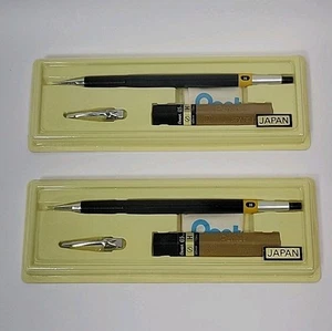 2 nuove matite meccaniche vintage nere Pentel Graph H clip piombo manuale scatola originale - Foto 1 di 10