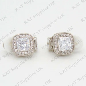 Clip On Earrings Ear Crystal Silver Non-piercing Zircon Unisex Fake Clip-on Gift - Picture 1 of 10