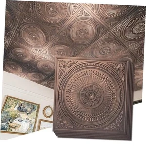 -Pack Drop Ceiling Tiles 2x2 FT, Decorative Easy 24"x24" 12 Antique Copper - Picture 1 of 7