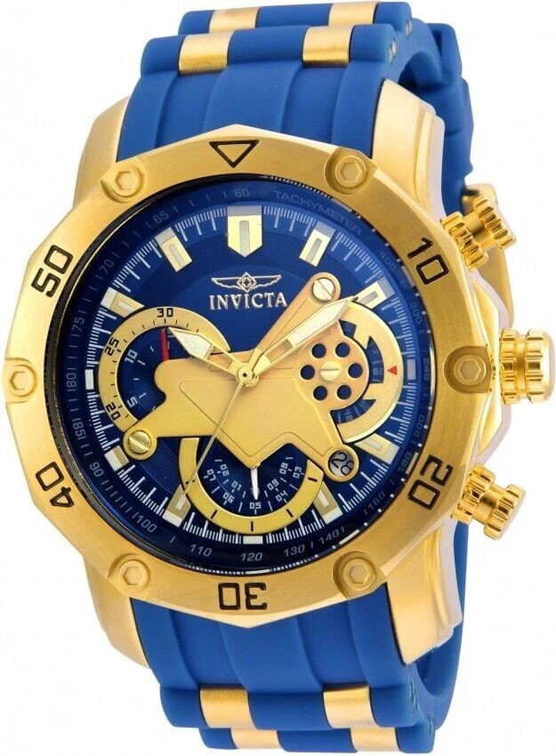 Invicta Pro Diver Men 50mm Stainless Steel Gold Blue Vd53 Quartz Watch 22798