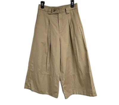 Pantalones Cortos Banana Republic Pierna Ancha Caqui Marrón Mezcla de Lino Para Mujer Talla 4”  Foto 1 de 4