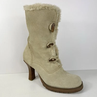 Y2K Botas de Gamuza Real Forradas de Piel Sintética Talla 8 Cuero Apres Ski Baddie Boho Foto 1 de 4