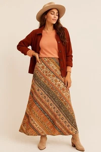 Free People Boho Maxi Skirt Flowy Slip Aesthetic Sz S Artist-Folk Festival Vibe - Picture 1 of 21