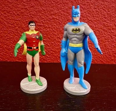 Figuras vintage de PVC de Batman (3,5") y Robin (3") de 1989 APPLAUSE - juego casi nuevo Foto 1 de 2