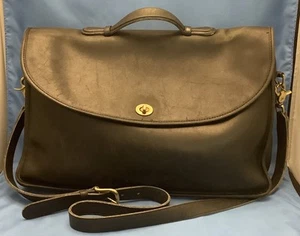COACH Vintage Black Leather 5265 LEXINGTON BRIEF Business Messenger Bag - Picture 1 of 17