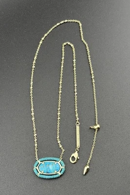 Colar ajustável Kendra Scott azul Elisa azul frisado tom dourado 15' - Imagem 1 de 4