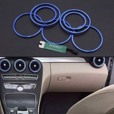 Hot 7Pcs Blue Air Vent Outlet Ring Cover Trim Circle For Benz C180L C200L C260L - image 1 of 4