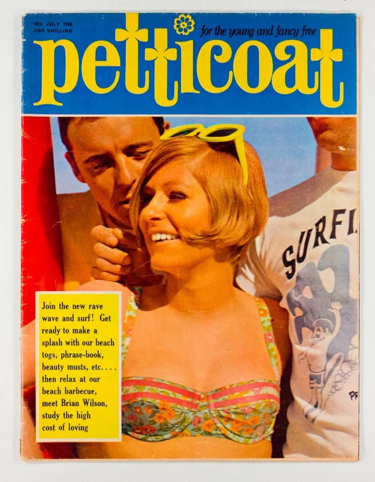 Brian Wilson BEACH BOYS Surfing CILLA BLACK Petticoat magazine 16 July 1966 Surf Foto 1 de 4