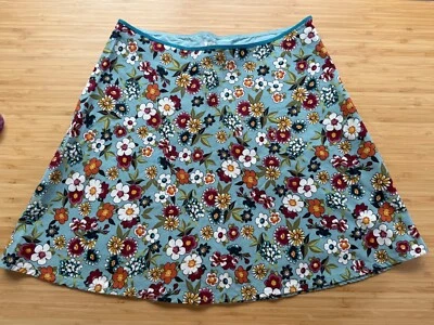 Falda de lapislázuli para mujer L algodón tela ancha forrada línea A cremallera floral azul Foto 1 de 4