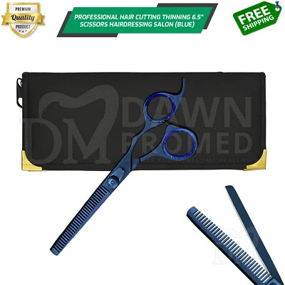 Tijeras adelgazantes para corte de pelo 6,5" tijeras de peluquería azul grado alemán Foto 1 de 4