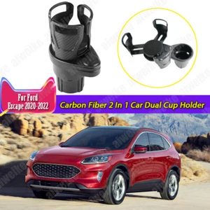 For Escape Kuga Carbon Dual Cup Holder Mount Extender Organizer 360°Rotated Base - Picture 1 of 9