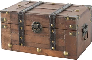 Alexander Small Wooden Storage Chest Trunk | Decorative Wood Box with Lid - Picture 1 of 7