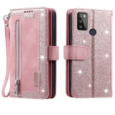 Чехол-бумажник Alcatel 3L 2021 кожаный на молнии магнитная откидная карта для Alcatel 3L 2021 - Изображение 1 из 4