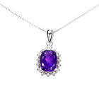Antique Purple Amethyst 97xmm Gemstone 925 Sterling Silver Jewelry Necklace 18
