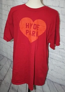 Gildan Mens Red Short Sleeve Crew Neck Tee T-Shirt "Hyde Park" 100% Cotton Sz L - Picture 1 of 3