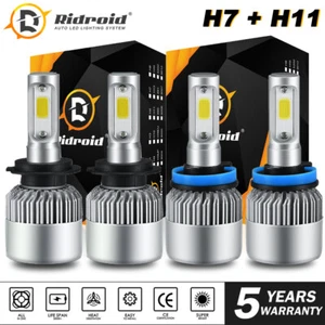 For Hyundai Santa Fe 2013-2016 H7 H11 LED Headlight Bulbs High Low Beam Combo 4x - Picture 1 of 24