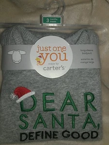 Neu in Verpackung Carter's Just One Dear Santa Define Good Langarm-Body Größe 3 Monate - Bild 1 von 3