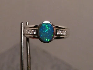 Herren Opal Ring - Massiver Edelstein Australischer Opal - .925 Silber - Größe 12 US - Bild 1 von 10