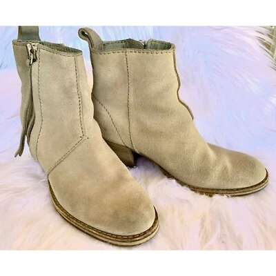 ACNE Studios Taupe Beige Pistol Side Zip Ankle Heel Boots Size EU 37 US 6 - Image 1 of 4
