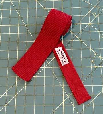 Gravata de malha vintage Davison's masculina loja 50 polegadas vermelha ponta quadrada gravata retrô - Imagem 1 de 4