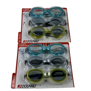 6 Pack Dolfino Swimming Goggles Youth 7+ UV Protection Latex Free NEW NIP USA - Picture 1 of 4