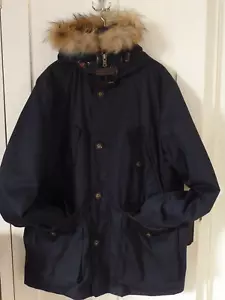 HACKETT MARINEBLAUER DAUNEN & FEDERN ARKTISCHER PARKA MIT FELLBESATZ KAPUZE XXXL sehr guter Zustand - Bild 1 von 14