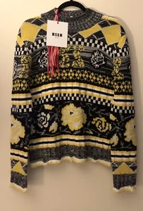 MSGM Intarsien Strickpullover gelb/schwarz Pullover - Bild 1 von 6