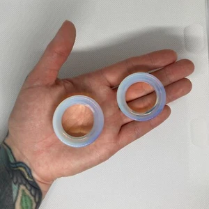 Opalite Concave Double Flare Tunnels 2g - 2" - Picture 1 of 32