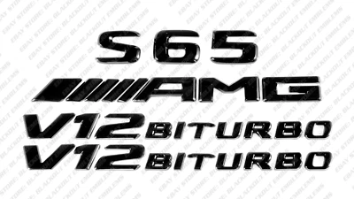 Set Gloss Black Emblem Logo Letters for Mercedes-Benz S65 V12 Biturbo AMG W220 - Image 1 of 4