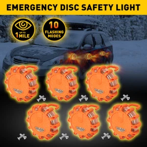 6PCS LED Road Flare Light Roadside Safety Beacon Disc Flashers Warning - Picture 1 of 10