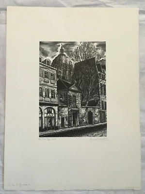 GIRARD-MOND (1892-1953) 8/15 ex. La rue Saint Jacques Vème quartier latin Paris  - Photo 1/4