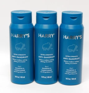 Harrys Men's Extra-Strength Anti-Dandruff 2-in-1 (14 fl oz) Lot of 3 New - Picture 1 of 1