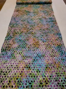 1m Tye Die Multi Colour- Cube Print Bali Batik 100% fabric 45" - Picture 1 of 3