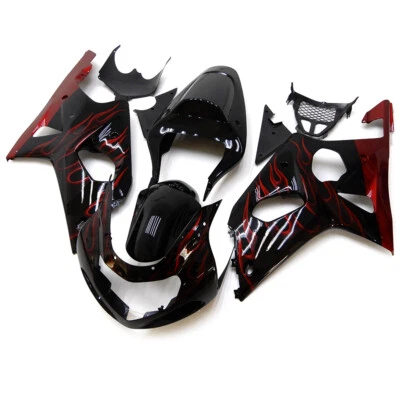 Red Flame Black Bodywork Fairing Kit for Suzuki GSXR1000 2000 01 2002 Fairings Foto 1 de 4