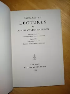 Uncollected Lectures by Ralph Waldo Emerson 1932 HC Limited Edition - Rudge - Picture 1 of 7