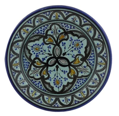 Moroccan Ceramic Plate Salad Pasta Bowl Serving Handmade Wall Hanging 8" Small - Image 1 of 4