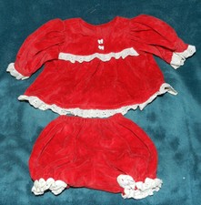 Lovely Vintage Hand Made Red & White Doll Outfit! Cute!